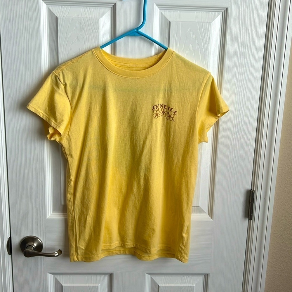 O'Neill Graphic T-Shirt Floral Logo Short Sleeve Tee Top‎ Yellow M